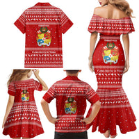 Tonga Christmas Family Matching Mermaid Dress and Hawaiian Shirt with Sea Turtle Coral Reef Design Snowflake Pattern and National Emblem - Polynesian Pride