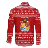 Tonga Christmas Family Matching Off The Shoulder Long Sleeve Dress and Hawaiian Shirt with Sea Turtle Coral Reef Design Snowflake Pattern and National Emblem - Polynesian Pride