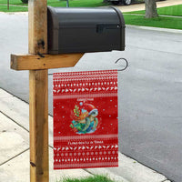 Tonga Christmas Garden Flag with Sea Turtle Coral Reef Design Snowflake Pattern and National Emblem - Polynesian Pride