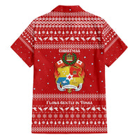 Tonga Christmas Hawaiian Shirt with Sea Turtle Coral Reef Design Snowflake Pattern and National Emblem - Polynesian Pride