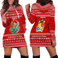 Tonga Christmas Hoodie Dress with Sea Turtle Coral Reef Design Snowflake Pattern and National Emblem - Polynesian Pride