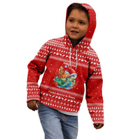 Tonga Christmas Kid Hoodie with Sea Turtle Coral Reef Design Snowflake Pattern and National Emblem - Polynesian Pride