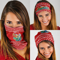 Tonga Christmas Neck Gaiter with Sea Turtle Coral Reef Design Snowflake Pattern and National Emblem - Polynesian Pride