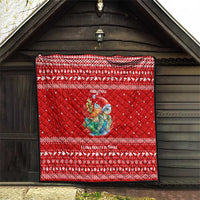 Tonga Christmas Quilt with Sea Turtle Coral Reef Design Snowflake Pattern and National Emblem - Polynesian Pride