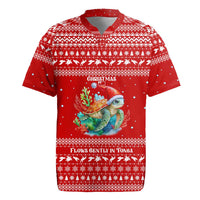 Tonga Christmas Rugby Jersey with Sea Turtle Coral Reef Design Snowflake Pattern and National Emblem - Polynesian Pride