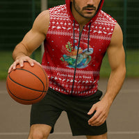Tonga Christmas Sleeveless Zip Hoodie with Sea Turtle Coral Reef Design Snowflake Pattern and National Emblem TS04 - Polynesian Pride