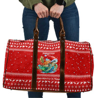 Tonga Christmas Travel Bag with Sea Turtle Coral Reef Design Snowflake Pattern and National Emblem - Polynesian Pride