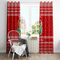 Tonga Christmas Window Curtain with Sea Turtle Coral Reef Design Snowflake Pattern and National Emblem - Polynesian Pride
