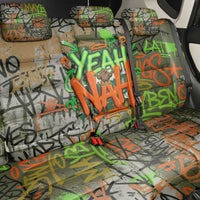 Yeah Nah Graffiti Skull New Zealand Slang Back Car Seat Cover Kiwi Grunge Brick Wall and Bold Urban Street Art