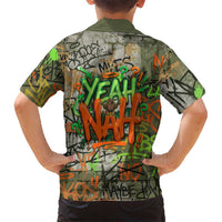 Yeah Nah Graffiti Skull New Zealand Slang Family Matching Long Sleeve Bodycon Dress and Hawaiian Shirt Kiwi Grunge Brick Wall and Bold Urban Street Art TS04 - Polynesian Pride