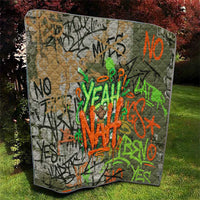 Yeah Nah Graffiti Skull New Zealand Slang Quilt Kiwi Grunge Brick Wall and Bold Urban Street Art