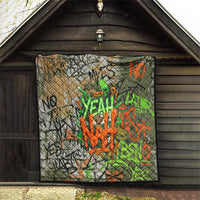 Yeah Nah Graffiti Skull New Zealand Slang Quilt Kiwi Grunge Brick Wall and Bold Urban Street Art