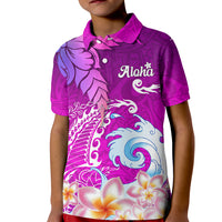 Hawaii Plumeria Flower Kid Polo Shirt Plumeria FLowers And Polynesian Pattern TS04 Kid Gradient - Polynesian Pride