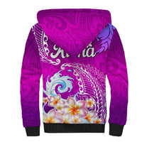 Hawaii Plumeria Flower Sherpa Hoodie Plumeria FLowers And Polynesian Pattern TS04 - Polynesian Pride