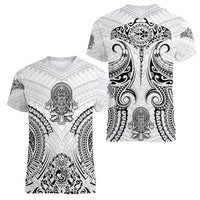 Hawaii Polynesian Women V Neck T Shirt Warrior symbol TS04 - Polynesian Pride