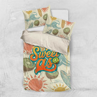 NZ Slang Sweet As Kiwi Shaka Sign Bedding Set New Zealand Surfboards Sun and Tropical Beach Retro