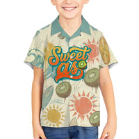 NZ Slang Sweet As Kiwi Shaka Sign Family Matching Mermaid Dress and Hawaiian Shirt New Zealand Surfboards Sun and Tropical Beach Retro TS04 Son's Shirt Beige - Polynesian Pride