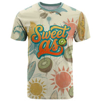NZ Slang Sweet As Kiwi Shaka Sign T Shirt New Zealand Surfboards Sun and Tropical Beach Retro