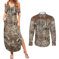 Choice Bro Graffiti Handshake Couples Matching Summer Maxi Dress and Long Sleeve Button Shirt New Zealand Slang Fern Brick Wall and Urban Street Art