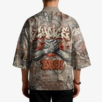 Choice Bro Graffiti Handshake Kimono New Zealand Slang Fern Brick Wall and Urban Street Art