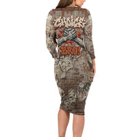 Choice Bro Graffiti Handshake Long Sleeve Bodycon Dress New Zealand Slang Fern Brick Wall and Urban Street Art