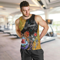 Hawaii Polynesian Men Tank Top Turtles and Hibiscus Flower Gradient Pattern TS04 - Polynesian Pride