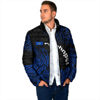 Pohnpei Federated States Of Micronesia Padded Jacket Polynesian Tribal Heritage Art With Blue Island Tattoo Patterns
