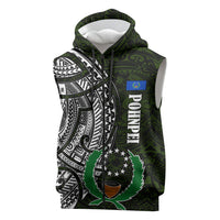 Pohnpei Federated States Of Micronesia Sleeveless Zip Hoodie Polynesian Tribal Heritage Art With Kaselehlie State Seal