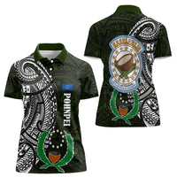 Pohnpei Federated States Of Micronesia Women Polo Shirt Polynesian Tribal Heritage Art With Kaselehlie State Seal