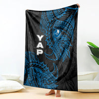 Yap Island Tribal Heritage Blanket Micronesian Polynesian Tattoo Pattern Blue Black Cultural Art