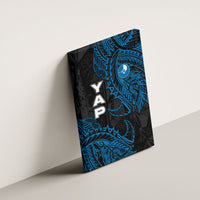 Yap Island Tribal Heritage Canvas Wall Art Micronesian Polynesian Tattoo Pattern Blue Black Cultural Art