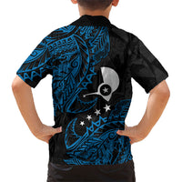 Yap Island Tribal Heritage Family Matching Mermaid Dress and Hawaiian Shirt Micronesian Polynesian Tattoo Pattern Blue Black Cultural Art