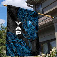 Yap Island Tribal Heritage Garden Flag Micronesian Polynesian Tattoo Pattern Blue Black Cultural Art