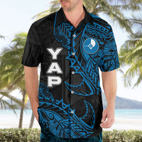 Yap Island Tribal Heritage Hawaiian Shirt Micronesian Polynesian Tattoo Pattern Blue Black Cultural Art