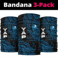 Yap Island Tribal Heritage Neck Gaiter Micronesian Polynesian Tattoo Pattern Blue Black Cultural Art