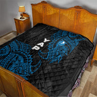 Yap Island Tribal Heritage Quilt Micronesian Polynesian Tattoo Pattern Blue Black Cultural Art