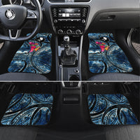 Yap Day Island Floral Tribal Heritage Car Mats Micronesian Hibiscus Pattern Polynesian Tattoo Blue Art