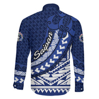 Northern Mariana Islands Saipan Family Matching Long Sleeve Bodycon Dress and Hawaiian Shirt Polynesian Tribal Pattern - Commonwealth Seal Art