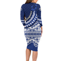 Northern Mariana Islands Saipan Family Matching Long Sleeve Bodycon Dress and Hawaiian Shirt Polynesian Tribal Pattern - Commonwealth Seal Art
