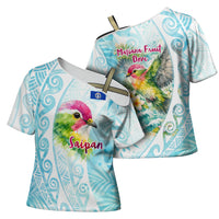 Saipan CMNI Cross Shoulder Shirt Polynesian Northern Mariana Islands Fruit Dove Watercolor TS04 - Polynesian Pride