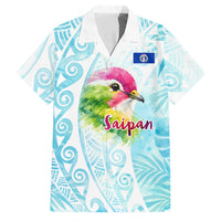 Saipan CMNI Family Matching Long Sleeve Bodycon Dress and Hawaiian Shirt Polynesian Northern Mariana Islands Fruit Dove Watercolor