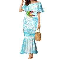 Saipan CMNI Family Matching Mermaid Dress and Hawaiian Shirt Polynesian Northern Mariana Islands Fruit Dove Watercolor