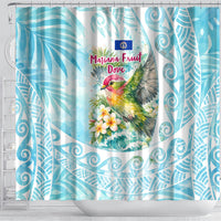 Saipan CMNI Shower Curtain Polynesian Northern Mariana Islands Fruit Dove Watercolor