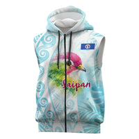 Saipan CMNI Sleeveless Zip Hoodie Polynesian Northern Mariana Islands Fruit Dove Watercolor