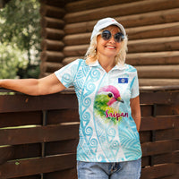Saipan CMNI Women Polo Shirt Polynesian Northern Mariana Islands Fruit Dove Watercolor
