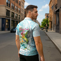 Saipan CMNI Zipper Polo Shirt Polynesian Northern Mariana Islands Fruit Dove Watercolor