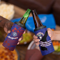 Saipan Northern Mariana Islands 4 in 1 Can Cooler Tumbler Polynesian Tribal Tattoo Art With Hibiscus Flowers And Seal