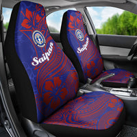 Saipan Northern Mariana Islands Car Seat Cover Polynesian Tribal Tattoo Art With Hibiscus Flowers And Seal