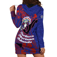 Saipan Northern Mariana Islands Hoodie Dress Polynesian Tribal Tattoo Art With Hibiscus Flowers And Seal