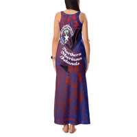 Saipan Northern Mariana Islands Tank Maxi Dress Polynesian Tribal Tattoo Art With Hibiscus Flowers And Seal
